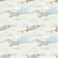 Airplanes on cloudy backgorund card N2