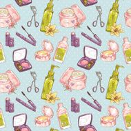 Set of make-up object cute girl collection seamless texture N2