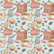Sweet coffee and candies seamless pattern N2