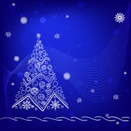 White christmas tree on blue background