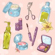 Set of make-up object cute girl collection