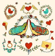 Vintage frames and hand-drawn Love decorative elements N2