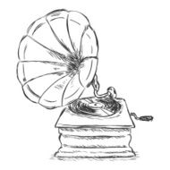 vector sketch illustration - retro gramophone