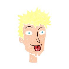 cartoon man sticking out tongue N35