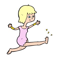 cartoon happy woman kicking N12