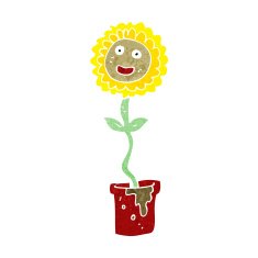 cartoon flower with face N39