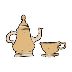 cartoon coffee pot and cup N16