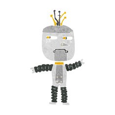 cartoon waving robot N25
