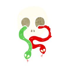 cartoon skull with snakes N12