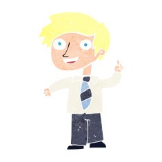cartoon school boy with idea N39