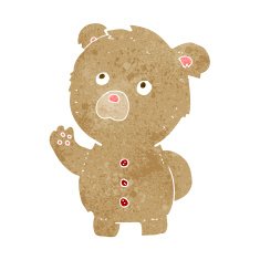 cartoon waving teddy bear N45