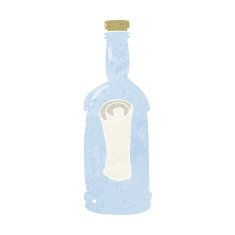 cartoon letter in a bottle N34