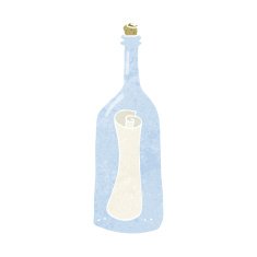 cartoon letter in a bottle N35