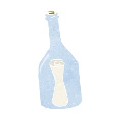 cartoon letter in a bottle N36