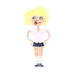 cartoon woman with hands on hips N279