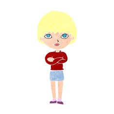 cartoon woman with crossed arms N59