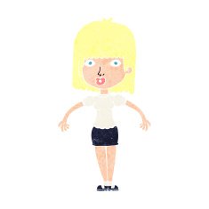 cartoon woman shrugging shoulders N589
