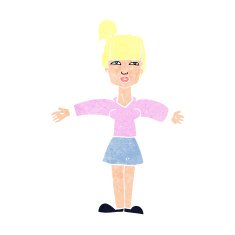 cartoon woman shrugging shoulders N590