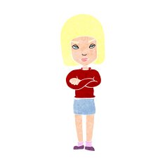 cartoon woman with crossed arms N60