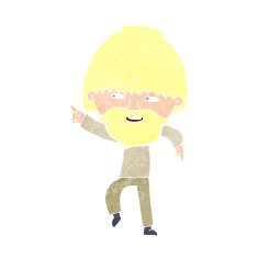 cartoon bearded man pointing and laughing N12