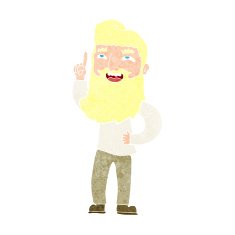 cartoon happy bearded man with idea N12