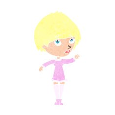 Cartoon Woman Waving N415