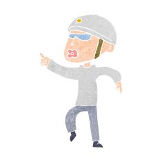 cartoon man in bike helmet pointing N12