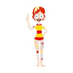 cartoon woman covered in tattoos N13