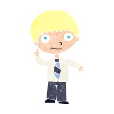 cartoon school boy with idea N40