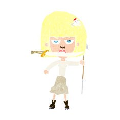 cartoon woman with knife and harpoon N12