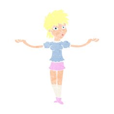 cartoon woman shrugging shoulders N593