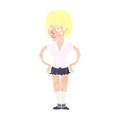 cartoon tough woman with hands on hips N13
