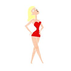 cartoon woman in party dress N11