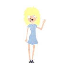 cartoon happy woman waving N12