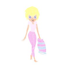 cartoon woman going to bed N12