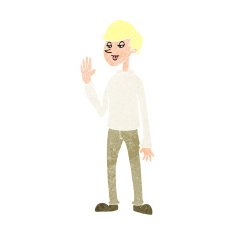 cartoon waving man N89