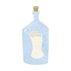 cartoon letter in bottle N12