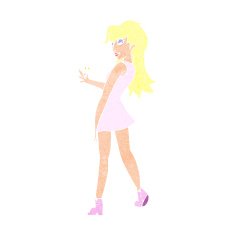 cartoon woman posing in dress N48