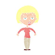 cartoon woman shrugging shoulders N595