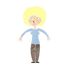 cartoon woman shrugging shoulders N596