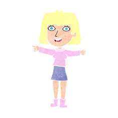 cartoon happy woman pointing N85