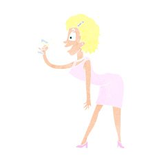 cartoon woman with drink N13