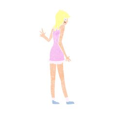 Cartoon Woman Waving N418