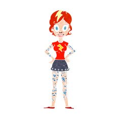 cartoon woman with heavy tattoos N13