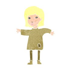 cartoon woman in patched clothing N14