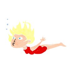 cartoon woman swimming underwater N12