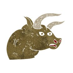 cartoon angry bull head N10