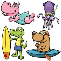 Cartoon Water sport animal