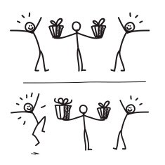 Funny characters making presents