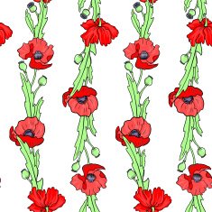 seamless vector pattern with poppy flowers